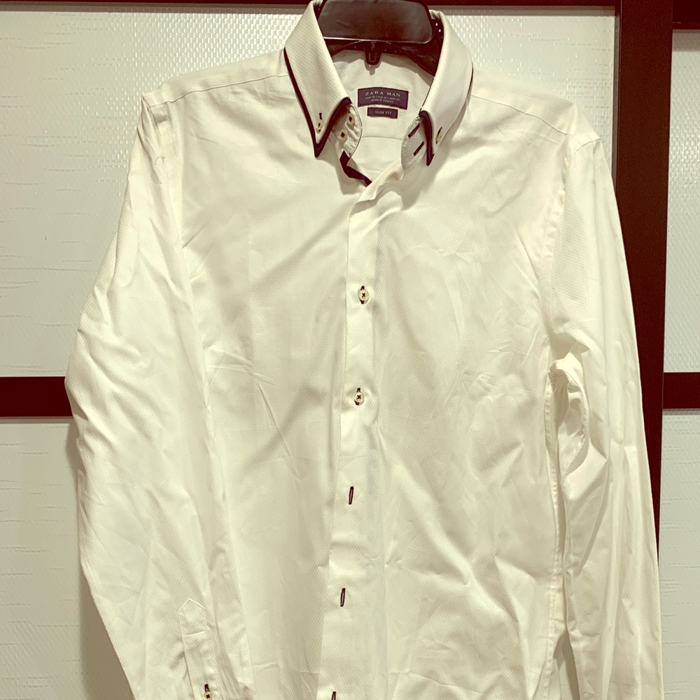 Zara man’s button up white shirt medium slim fit
